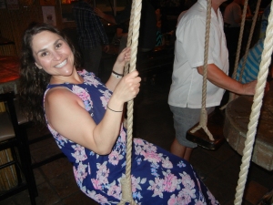 Who needs a barstool when you have a swing?